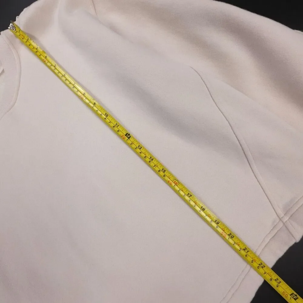 LULULEMON Braided Sleeve Pullover White Opal Fleece Sweatshirt Athleisure Lounge
